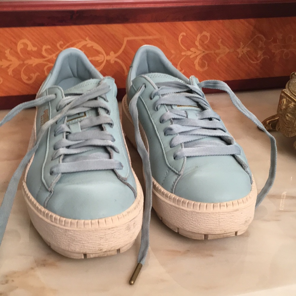 Puma Basket platform blue lace up Sneakers sz.8.5 - Picture 5 of 14